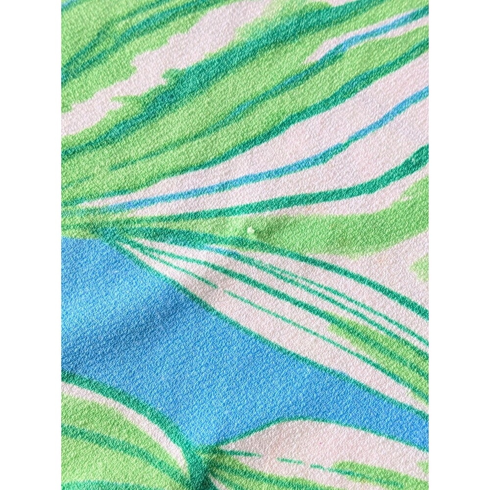Ruby Rd Womens XL Sleeveless Blue Tropical Leaf Print Blouse Keyhole Crochet - Picture 14 of 16